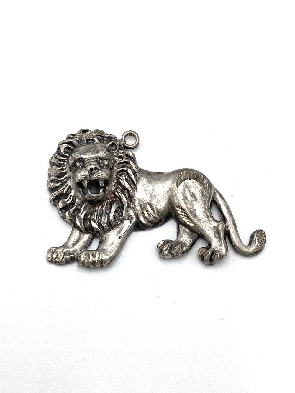 1 OF A KIND Vintage Sterling Silver 925 Lion Leo Pendant Charm Large 2.75”